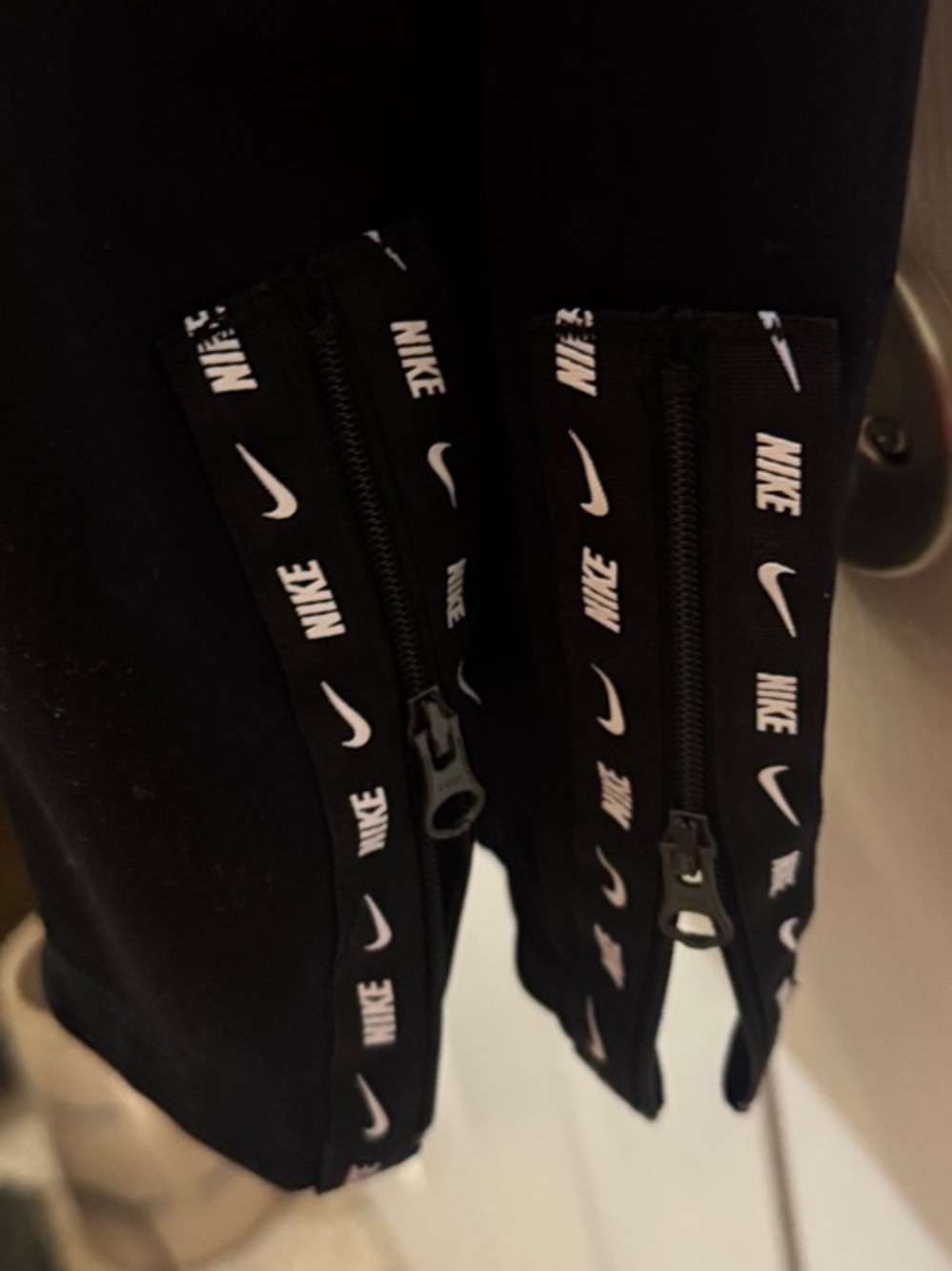 Nike Black Track Pants with White Swoosh - Picture 2 of 2